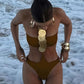 Women's Sexy Solid Neck Sequin 1pc Swimsuit