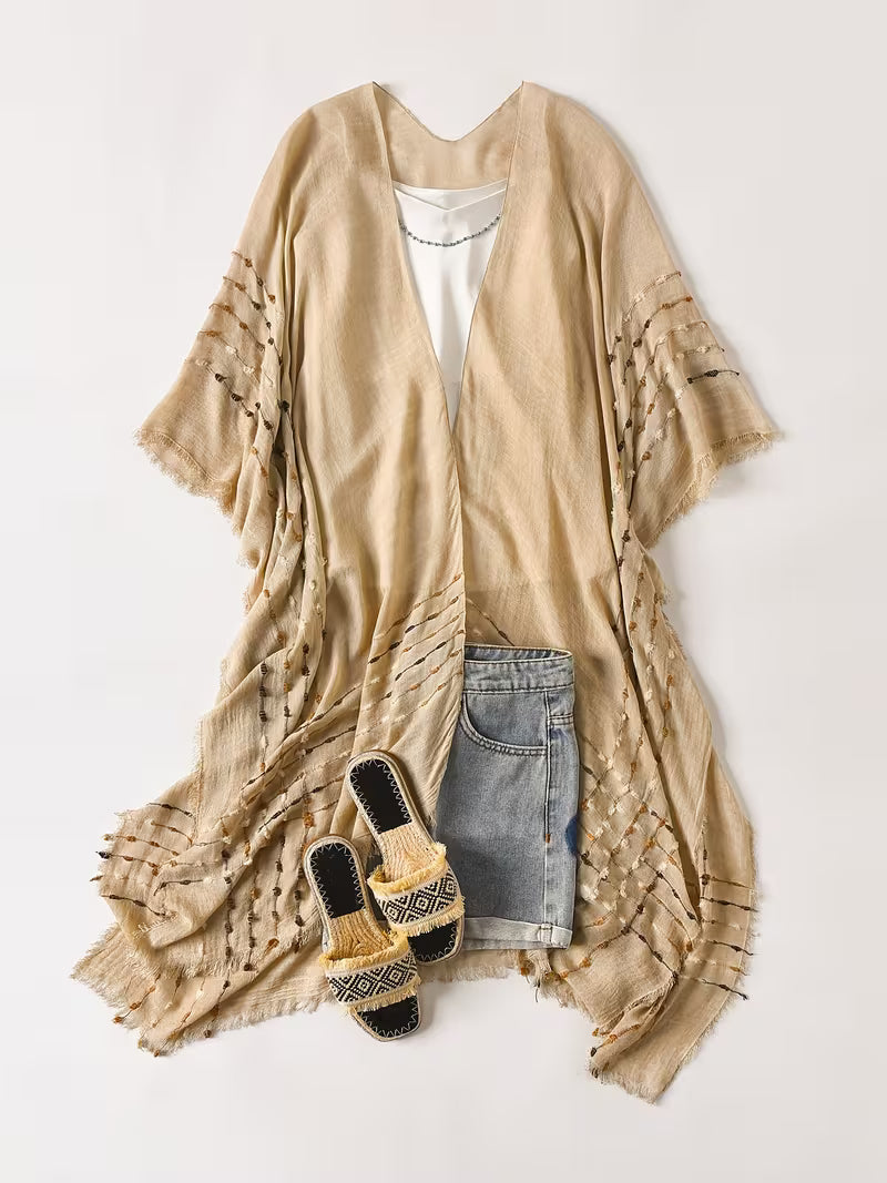 Elegant Solid-Colored Bohemian Cardigan, Super Versatile for Casual Attire