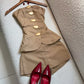 Bustier And Waist-Cinching Two-Piece Pants Set, Three-Dimensional Decorative Buckle Design, Short Top + Hip-Hugging Pants Version, Niche Temperament Style, Commuting Dating And Tall Two-Piece Set + Niannian