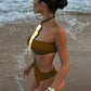 Women's Sexy Solid Neck Sequin 1pc Swimsuit