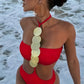 Women'S Sexy Solid Neck Sequin One-Piece Swimsuit