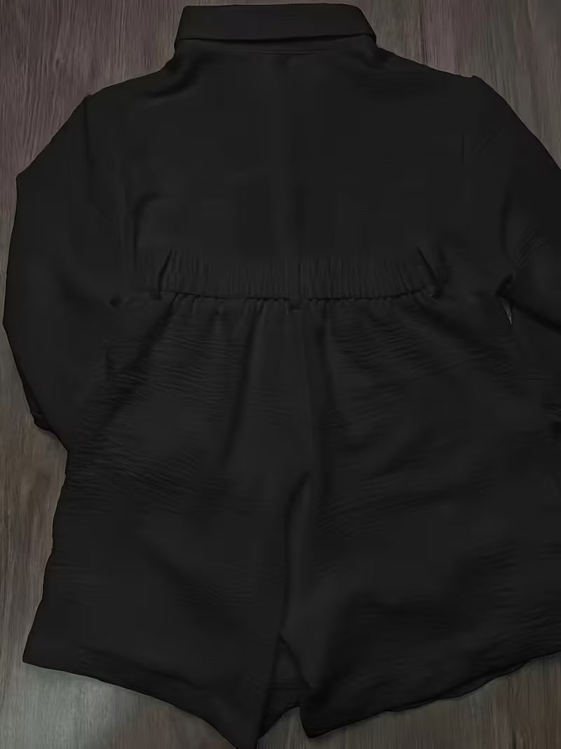 Women'S Solid Color Shirt Shorts Set